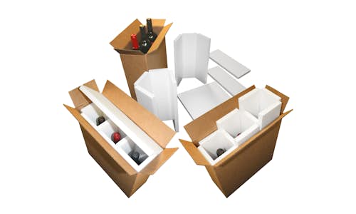 Optional fabricated EPS foam wine shippers with cartons