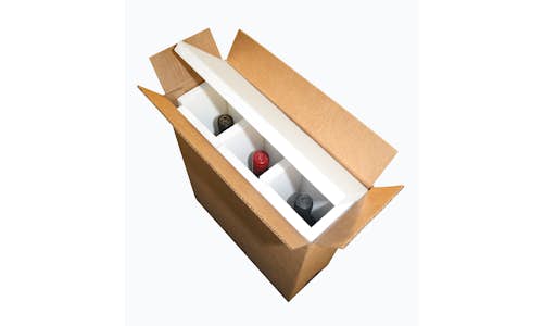 Optional fabricated EPS foam wine shippers with a carton